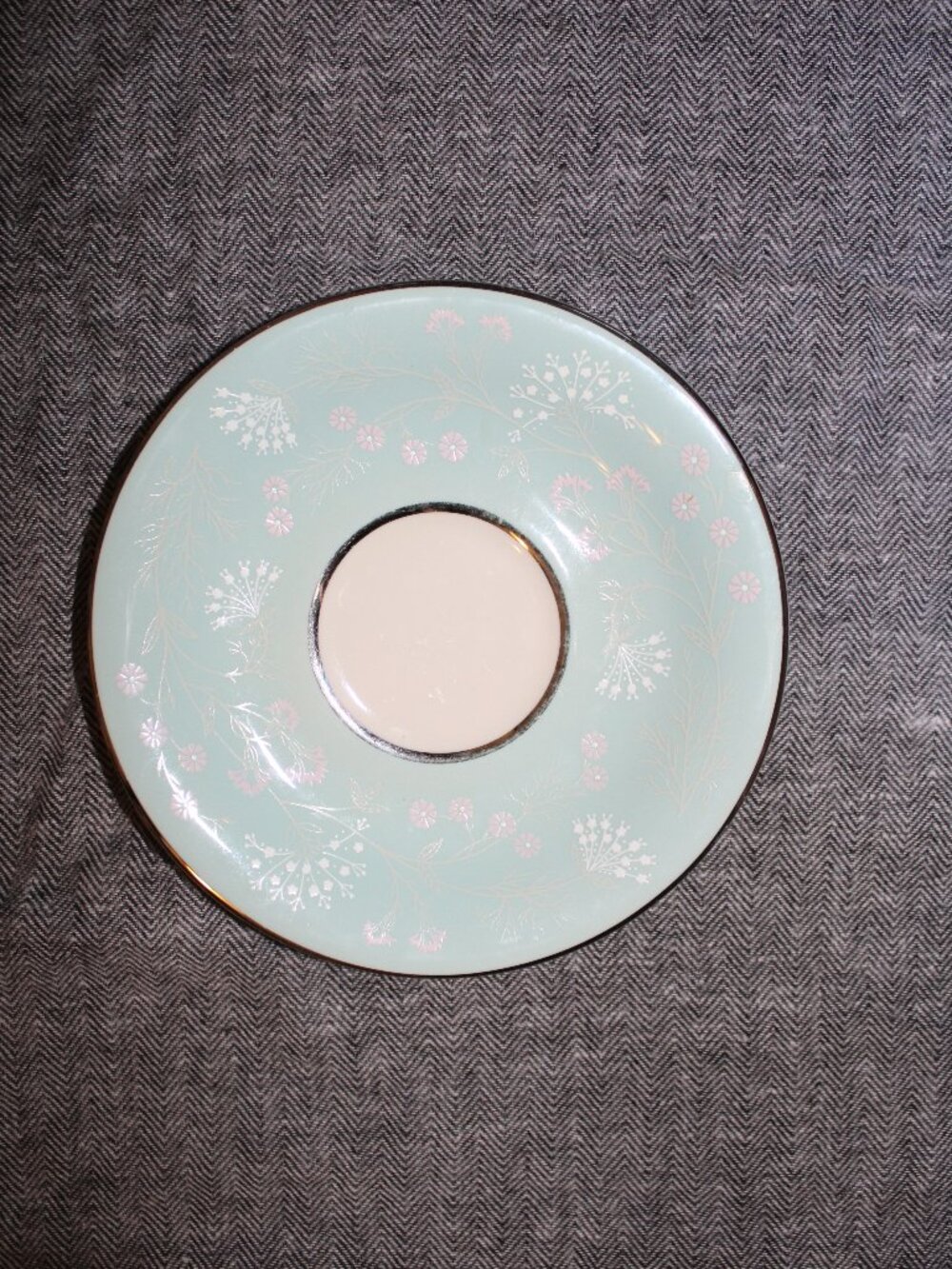 Vintage/MCM Castleton China 'Corsage' Saucer, Light Blue w/ Floral